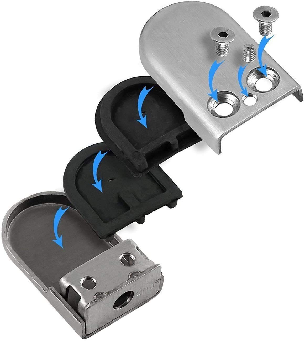 24PCS Stainless Steel Glass Clamps 6-8mm Adjustable for Balustrade & Staircase - Handrail Installation