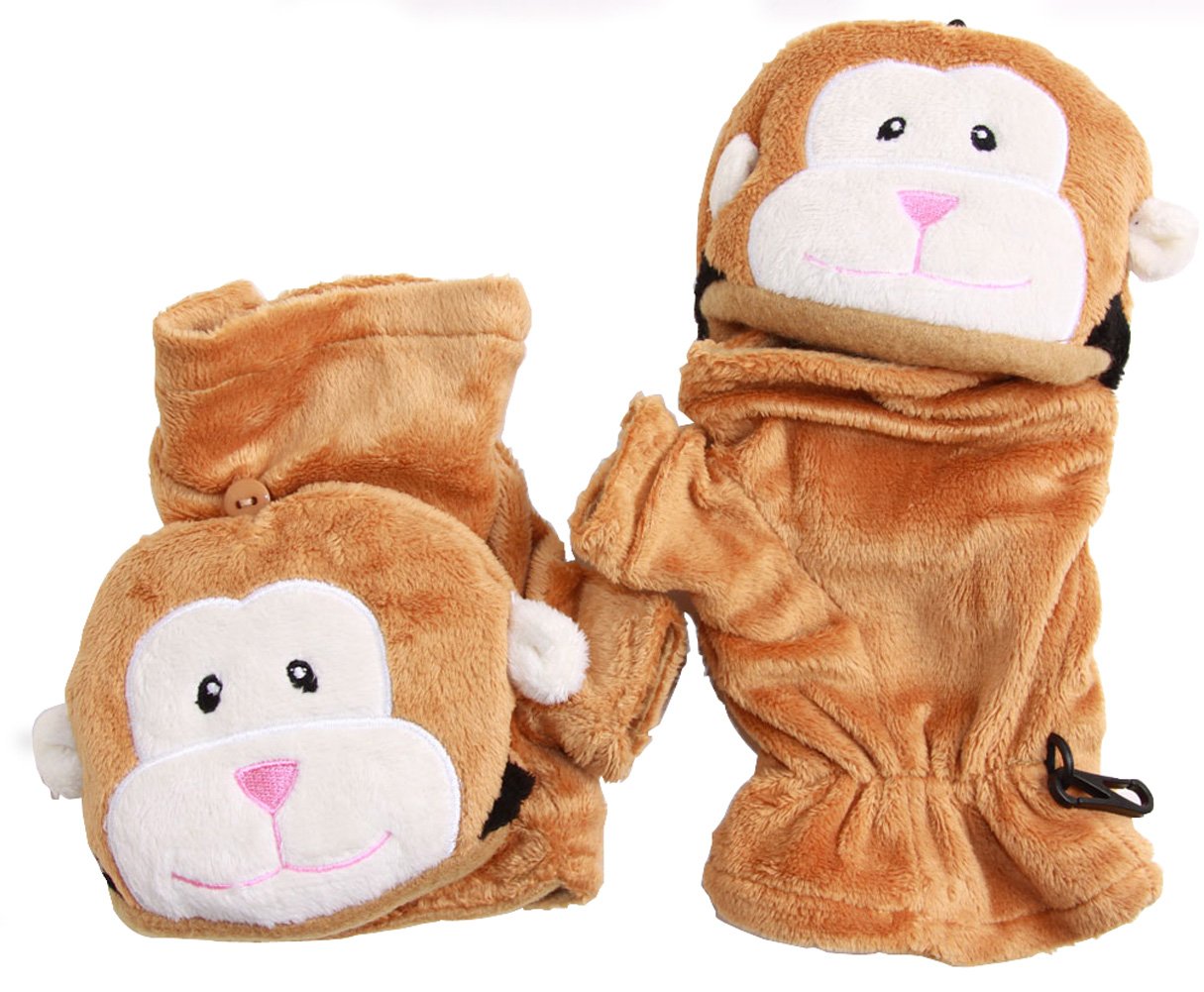 D&Y Animal Faux Fur Gloves - Monkey Design Winter Gloves for Women & Men, Soft Warm Touchscreen Gloves for Cold Weather, Perfect for Outdoor Activities, Snow Sports and Fashion Accessories