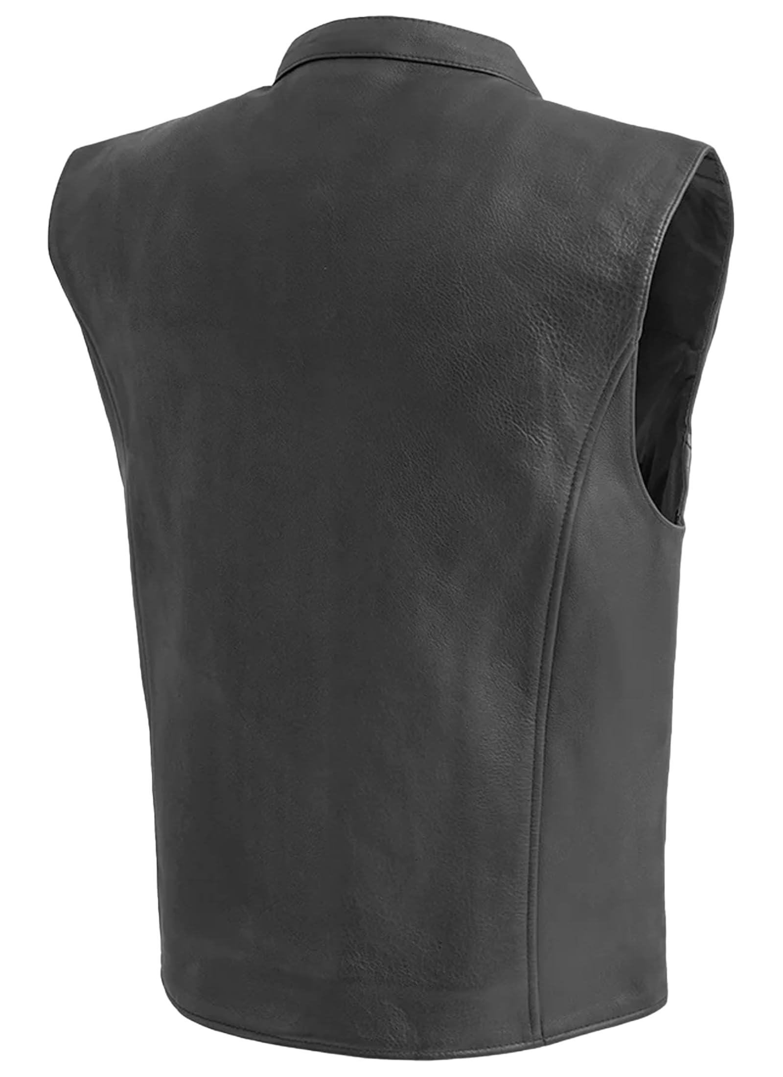 First Mfg Co Men's Black Leather Motorcycle Vest - Biker Jacket for Harley, Cruiser & Riding Club - Perfect for Motorcycle Rides, Events & Casual Wear