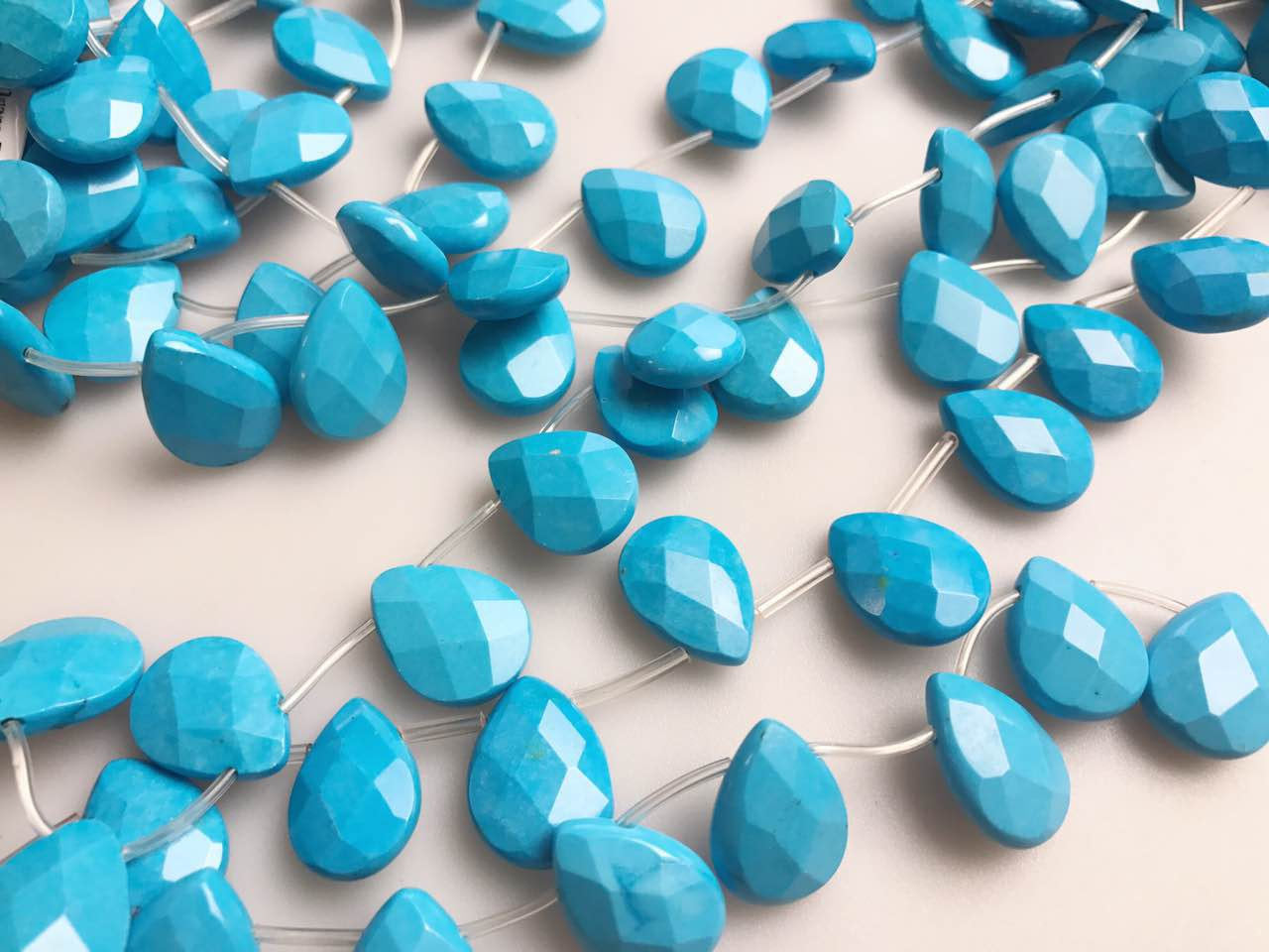 Blue Howlite Turquoise Faceted Teardrop Beads 13x17mm 15.5 Inch Strand - DIY Jewelry Making, Bracelet & Necklace Craft Supplies for Handmade Boho Accessories