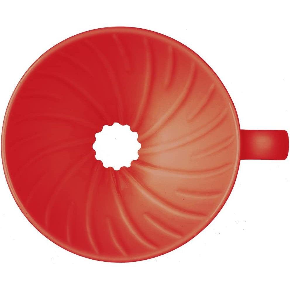 Hario V60 Ceramic Coffee Dripper 1-4 Cups - Red Pour Over Coffee Maker for Home Brewing & Specialty Coffee Lovers