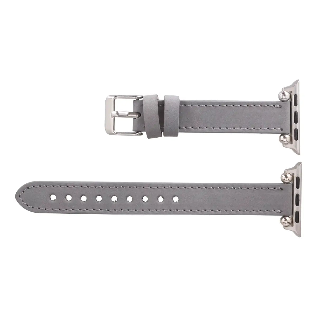 Premium Gray Genuine Leather Ultra Slim Apple Watch Band - Stylish & Comfortable for Workouts, Office & Everyday Wear