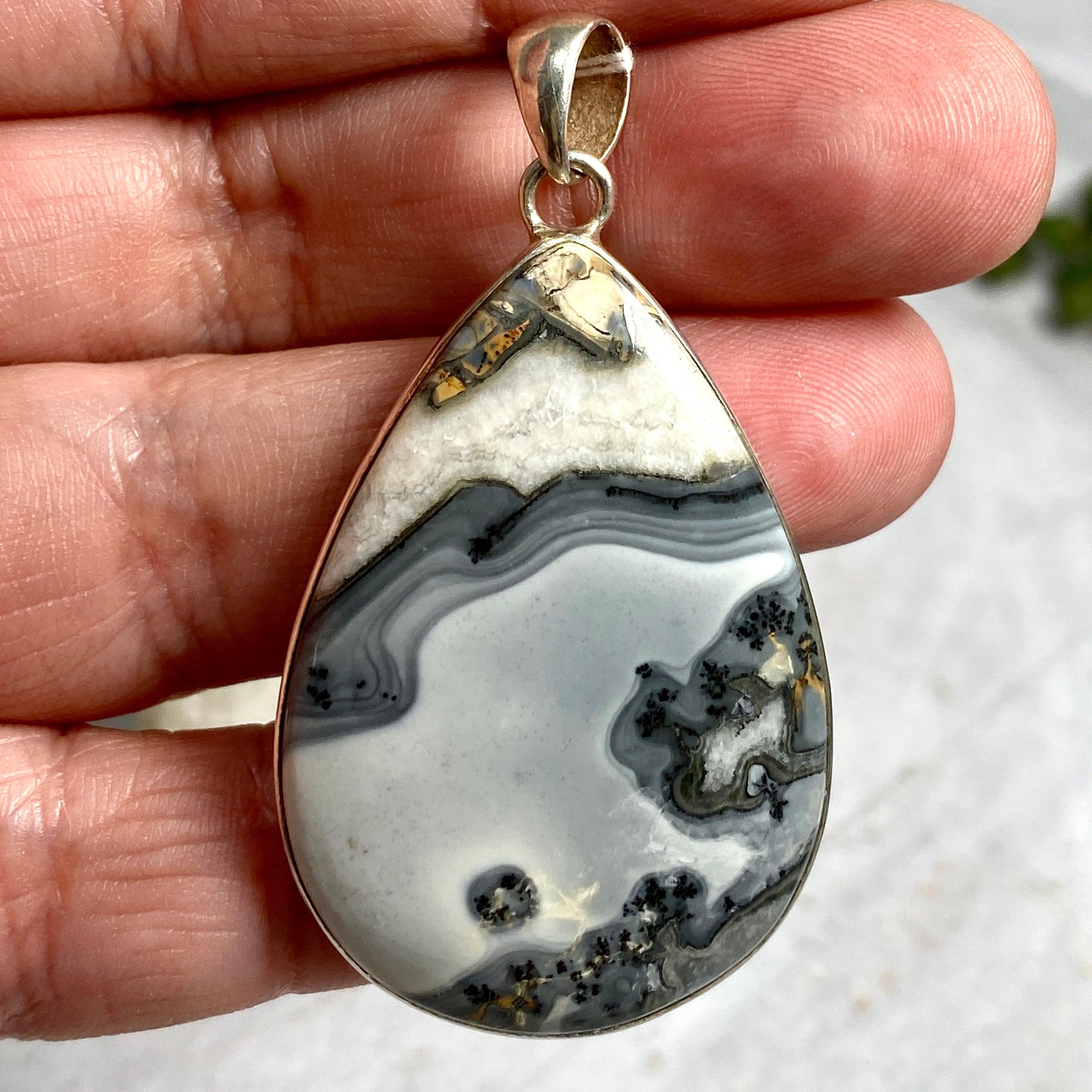 Maligano Jasper Teardrop Cabochon Pendant KPGJ2138 - Natural Stone Jewelry for Women, Handmade Boho Necklace - Perfect for Meditation, Healing & Spiritual Gifts