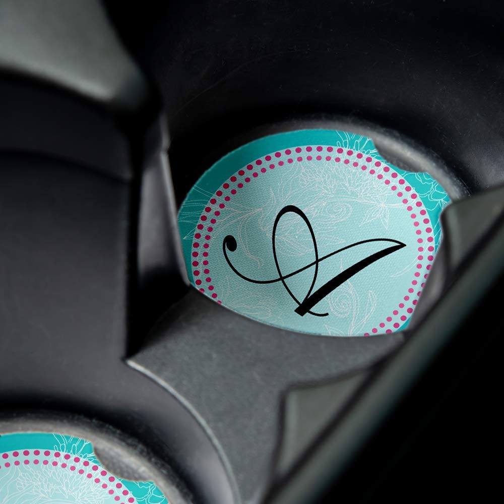 Monogram A | Set of 2 Absorbent Drink Coasters for Cars with Non-Slip Rubber Backing (2.56