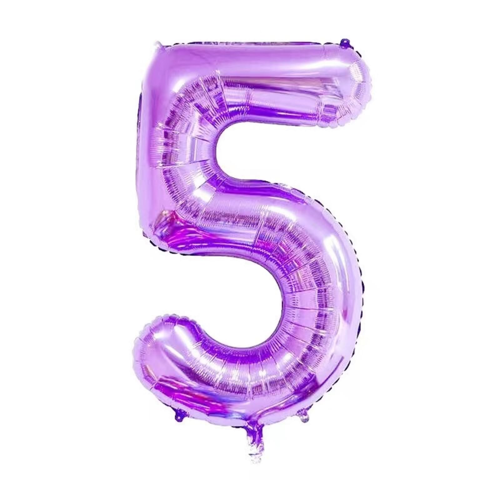 40 Inch Purple Number 5 Crown Balloons Set - 5th Birthday Party Decorations for Girls, 5th Wedding Anniversary Celebration Supplies - Large 40