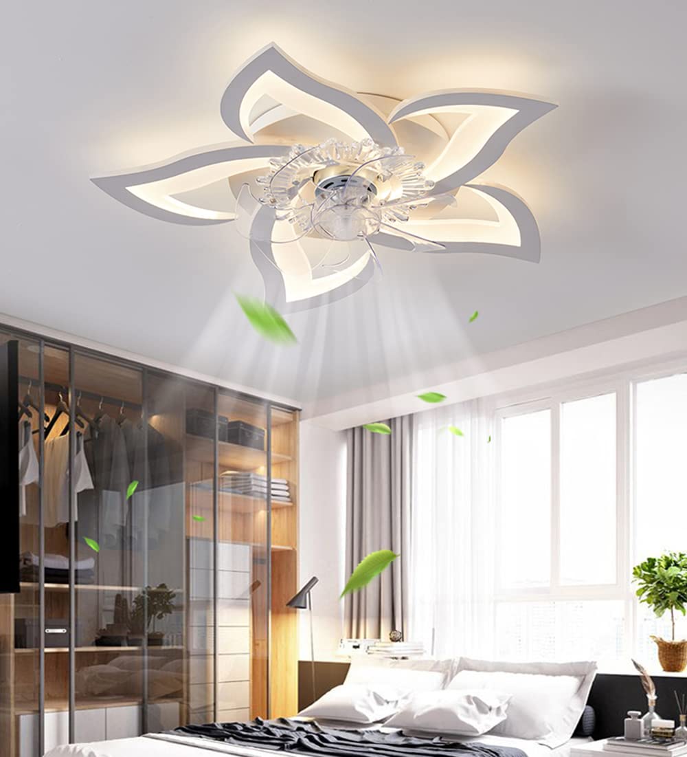 CATOIGT 23.6 Inch Flush Mount Ceiling Fan with Light - 50W 3-Speed Adjustable Indoor Ceiling Fan with 3-Color Dimmable LED Lights (Model F022) - Perfect for Bedroom, Living Room & Home Office