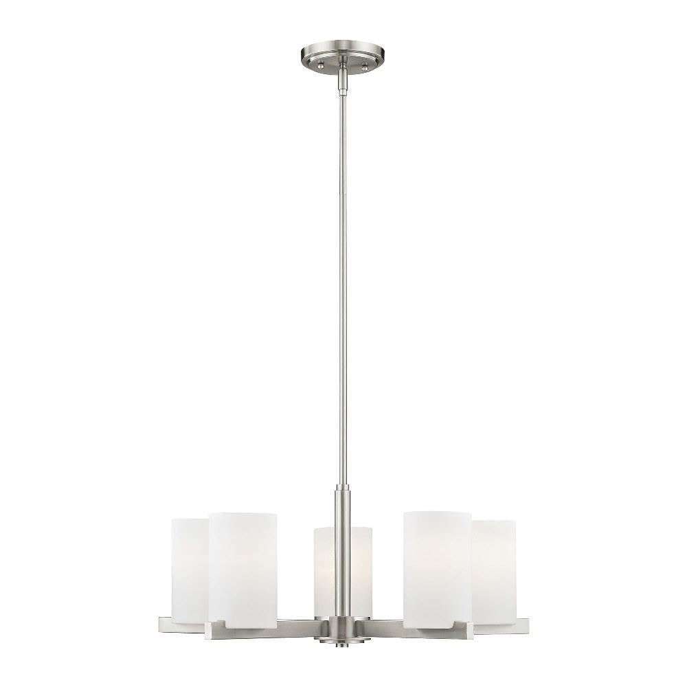 Livex Lighting 1325-91 Astoria 5-Light Chandelier in Brushed Nickel Finish - Elegant Ceiling Light Fixture for Dining Room, Living Room & Bedroom Decor