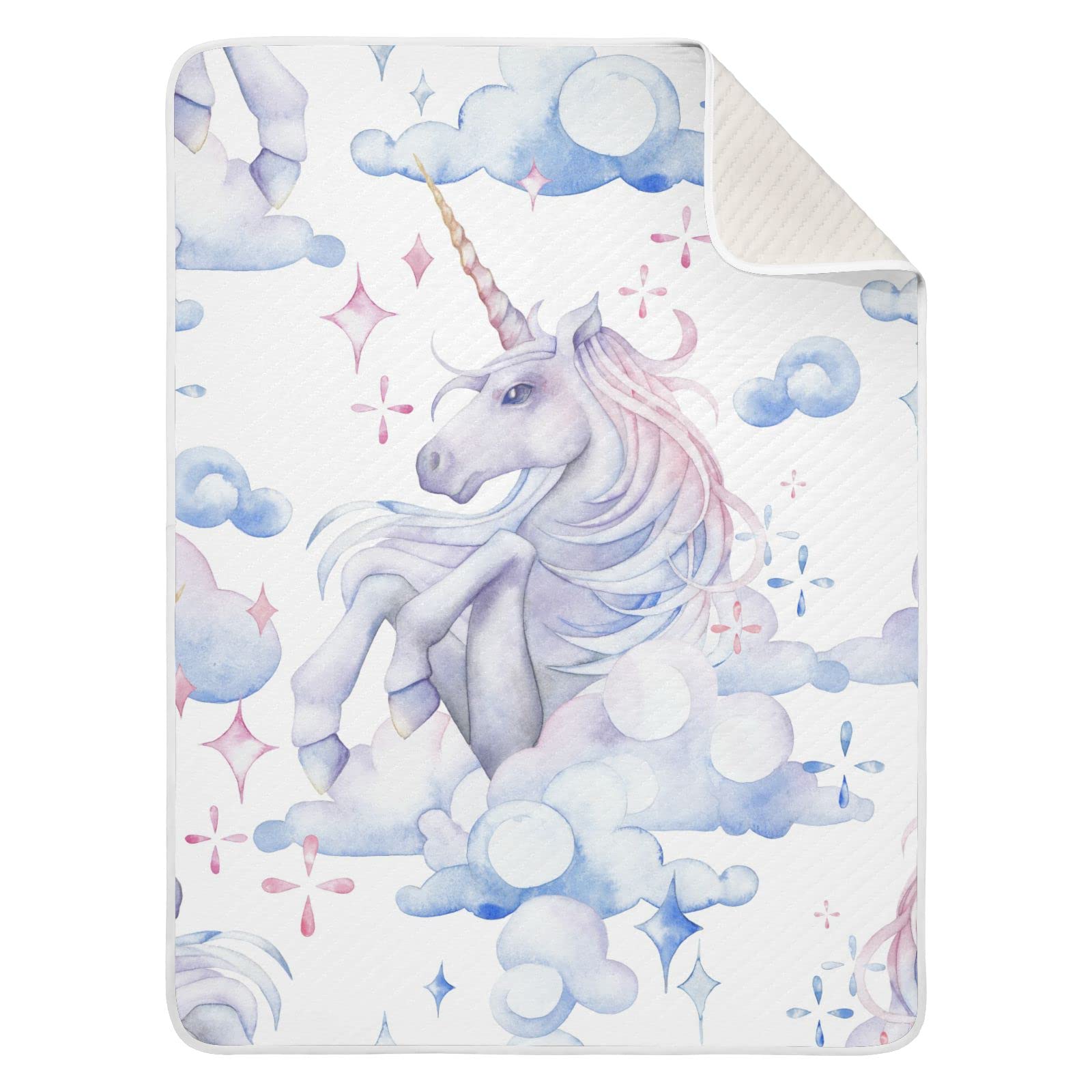 **JIPONI Super Soft & Warm Baby Blanket - Cute Unicorn Cloud Watercolor Design - Personalized Baby Blankets for Boys & Girls (30x40 Inches) - Perfect for Nursery, Swaddling, Stroller & Gift**
