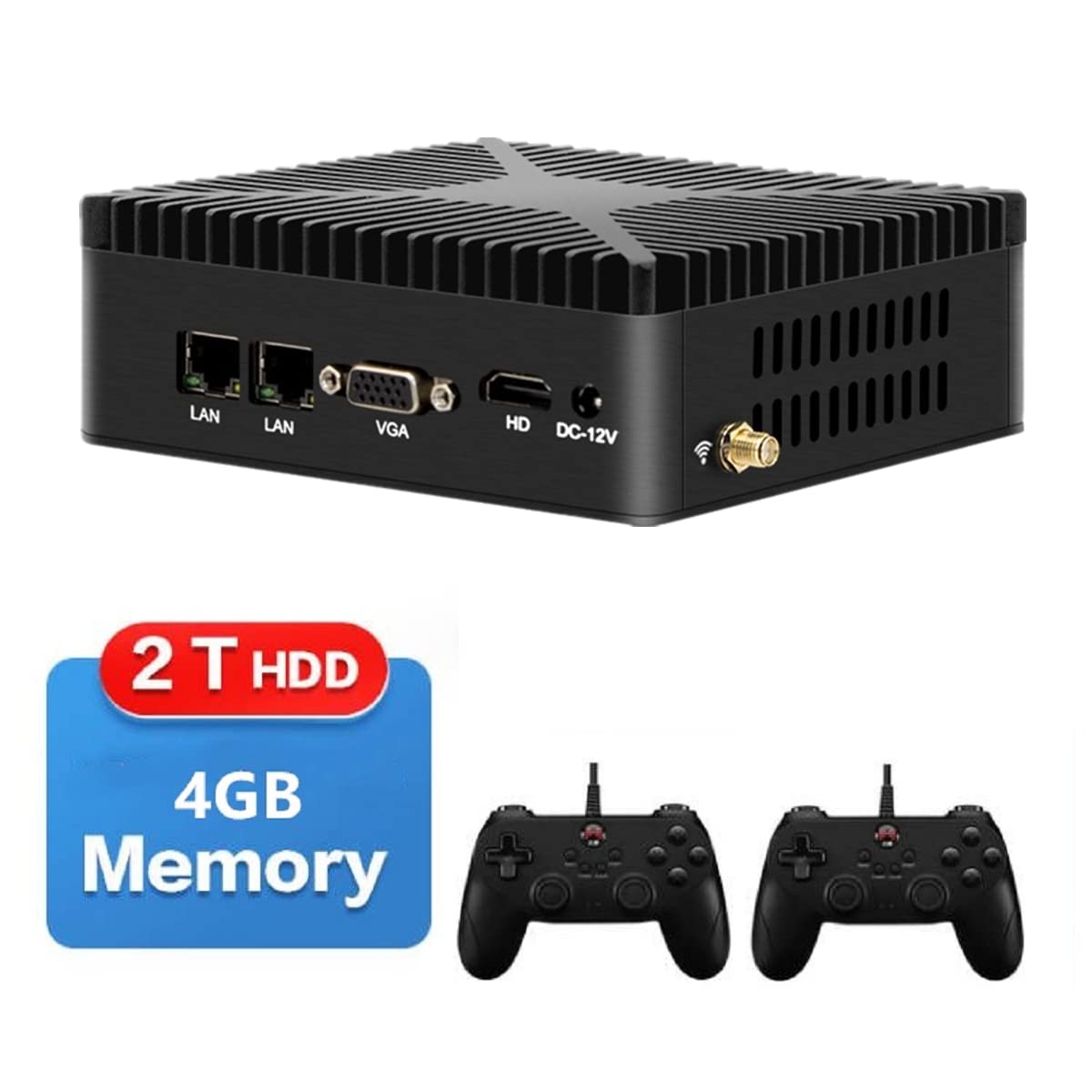 4G RAM 2TB HDD Mini Gaming PC with Gamepads for Home Entertainment