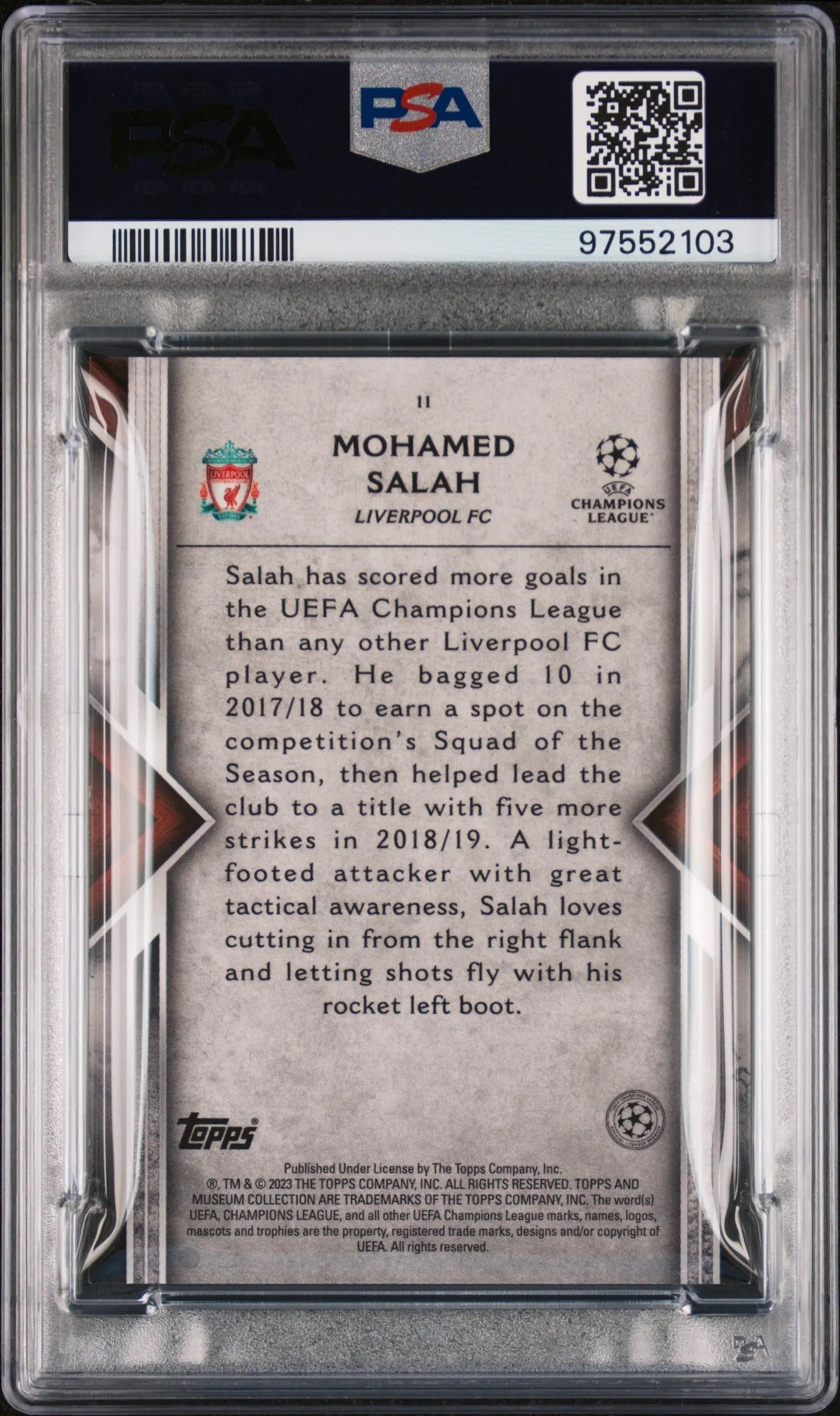 2022-2023 Topps Museum Collection UEFA Champions League Emerald Mohamed Salah PSA 8 1/1 Rare Soccer Trading Card - Perfect for Collectors, Sports Memorabilia Fans & Football Enthusiasts