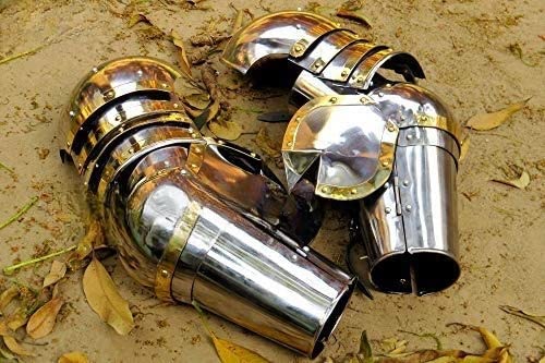 Medieval Steel Armor Arm Set - 14th Century Churburg Style Knight Gauntlets for LARP, Cosplay & Halloween Costume | Authentic Historical Reenactment Gear