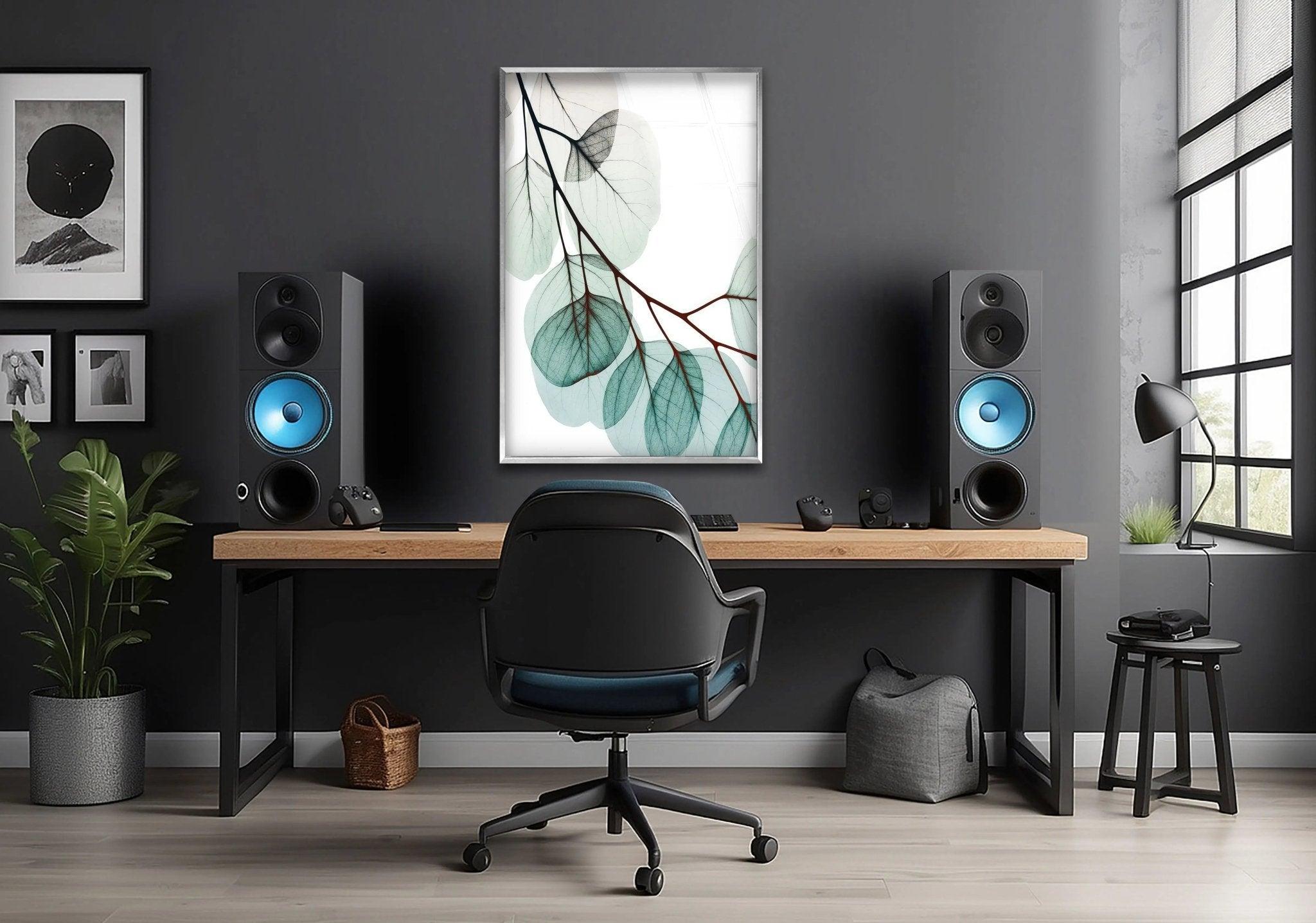 Albert Koetsier Xray Eucalyptus Glass Wall Art - Modern Botanical Decor for Living Room, Bedroom & Office - Unique Home Decor Gift Idea