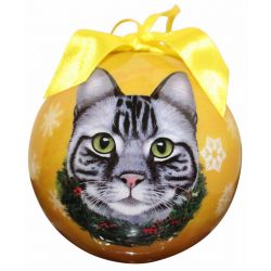 Silver Tabby Cat Christmas Ornament - Handmade Holiday Tree Decoration for Cat Lovers & Pet Owners