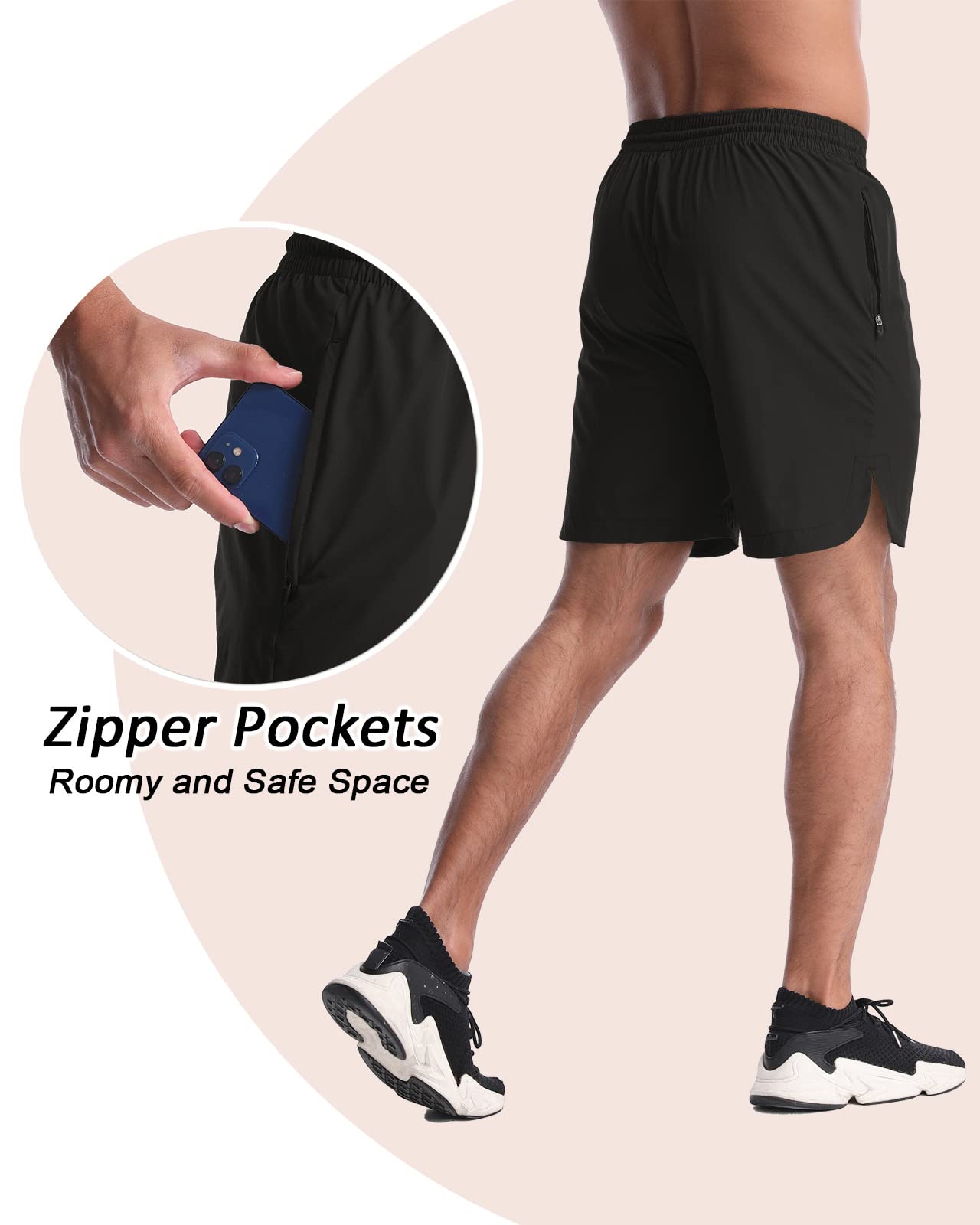 CANGHPGIN 2 Pack Men's 7'' Running Shorts - Quick Dry Athletic Gym Shorts with Pockets for Workout, Jogging & Training | Lightweight & Breathable for Sports & Outdoor Activities