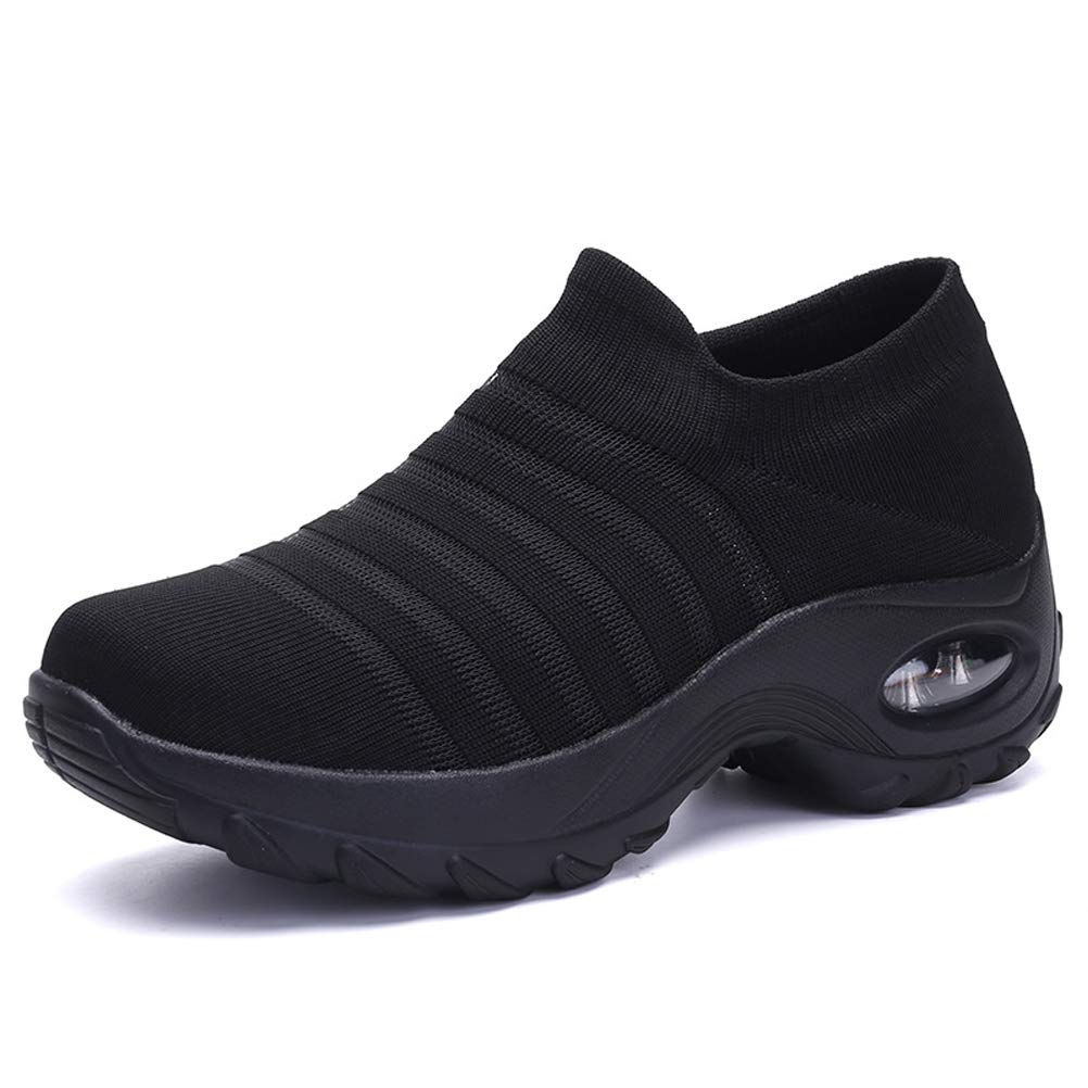 TANTOO Women's Slip On Cushion Walking Shoes - Comfortable Sock Sneakers with Wedge Platform for Casual Wear, Travel & Everyday Use
