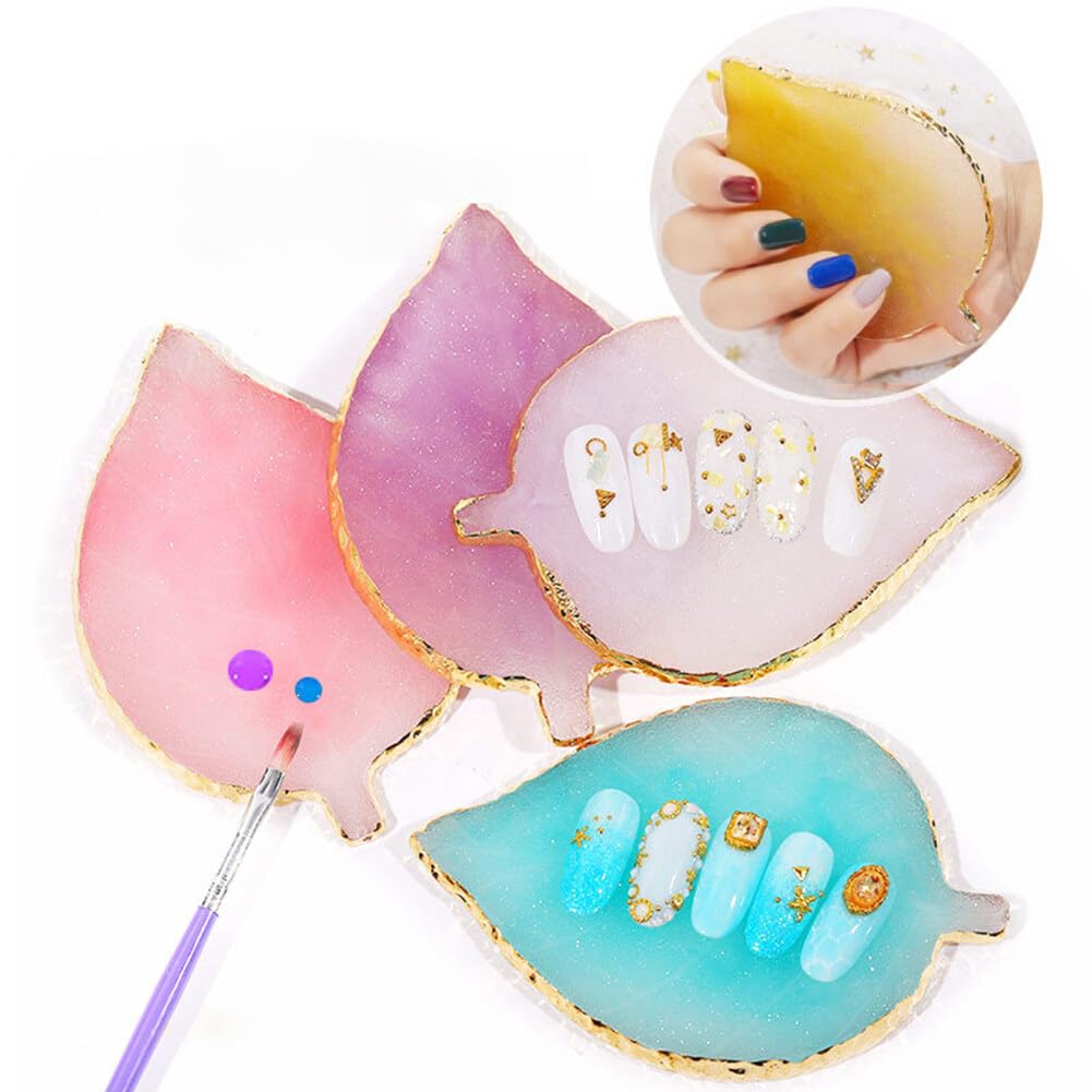 Premium Resin Nail Art Palette - Mixing Board for Nail Gel Polish Colors, Manicure Display Tray with Leaves Shape - Perfect for Salon & DIY Nail Art Designs