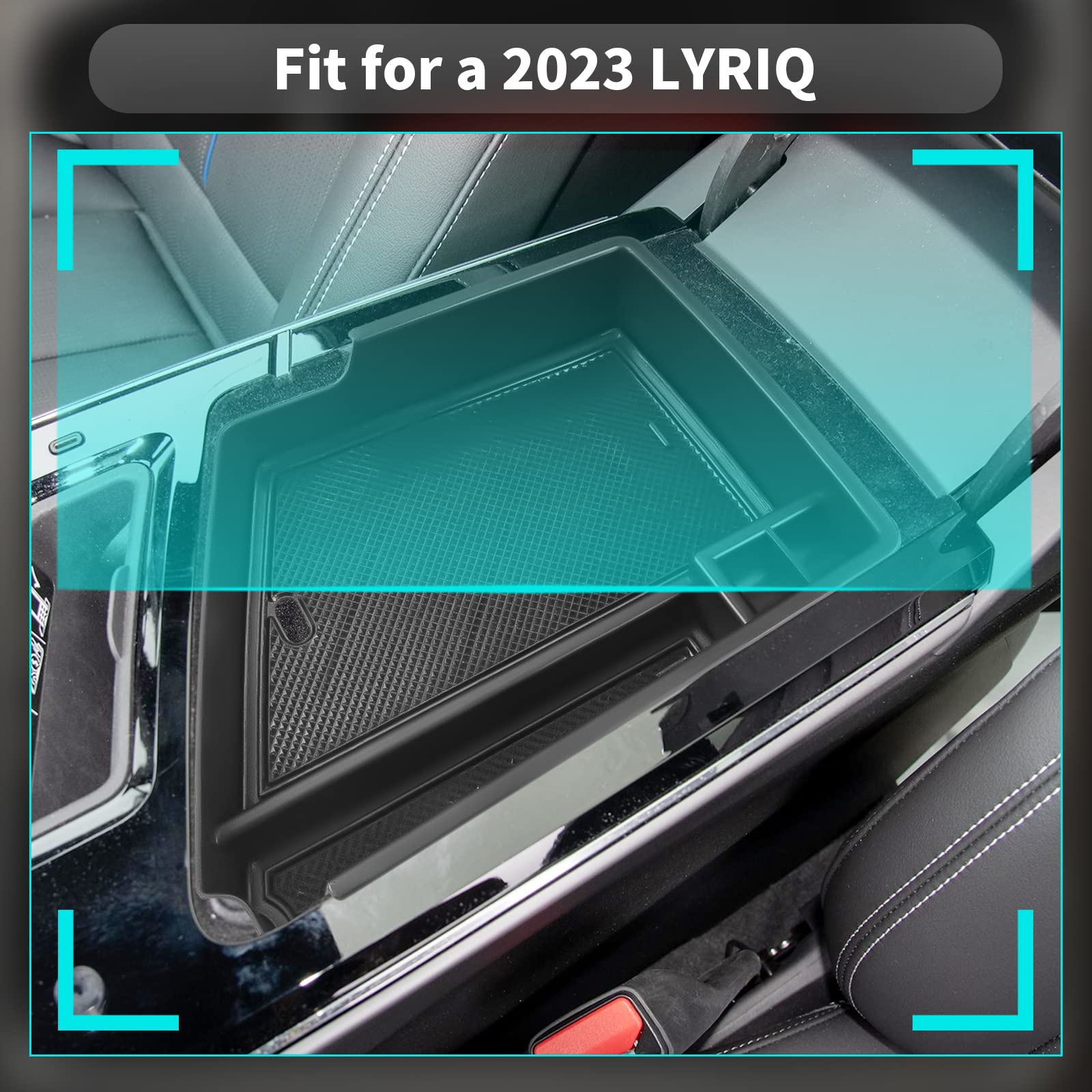 2023-2025 Cadillac Lyriq Center Console Organizer Tray - Premium Armrest Storage Box with Coin Holder | Perfect for Road Trips & Daily Commute | Black Lyriq Accessories