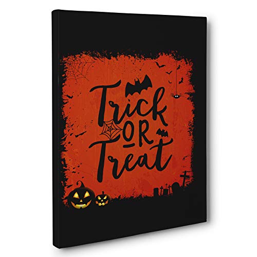 Halloween Trick or Treat Canvas Wall Art - Spooky Home Decor for Halloween Party, Living Room & Bedroom