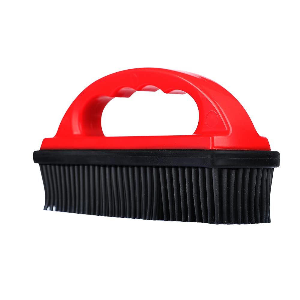 Premium Silicone Pet Hair Remover Brush - Effective Cat & Dog Hair & Lint Removal Tool for Grooming, Cleaning Furniture, Car Seats & Clothes - Durable Red Grooming Brush for Home & Travel Use