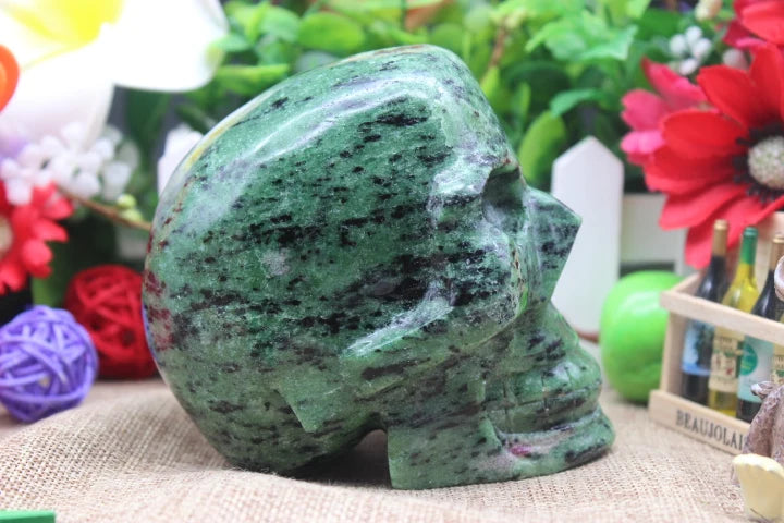 Natural Green Quartz Crystal Skull - 1323g Healing Stone for Meditation, Reiki, and Spiritual Energy Work - Perfect for Home Decor, Yoga, and Chakra Balancing