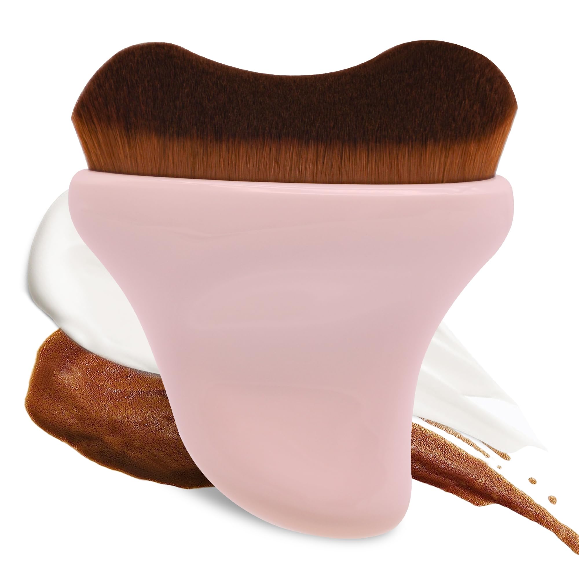 Best Self Tanner Brush - Kabuki Bronzer Brush for Face & Body - Makeup Brush for Self Tanning Mousse, Lotion & Sunscreen - Self Tanning Mitt Brush for Legs & Body - Perfect for Salon, Home Use & Travel (Pink)