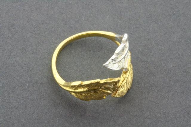 3 Leaf Ring - Silver & Gold Plated Adjustable Ring for Women - Perfect for Everyday Wear, Gifts & Special Occasions