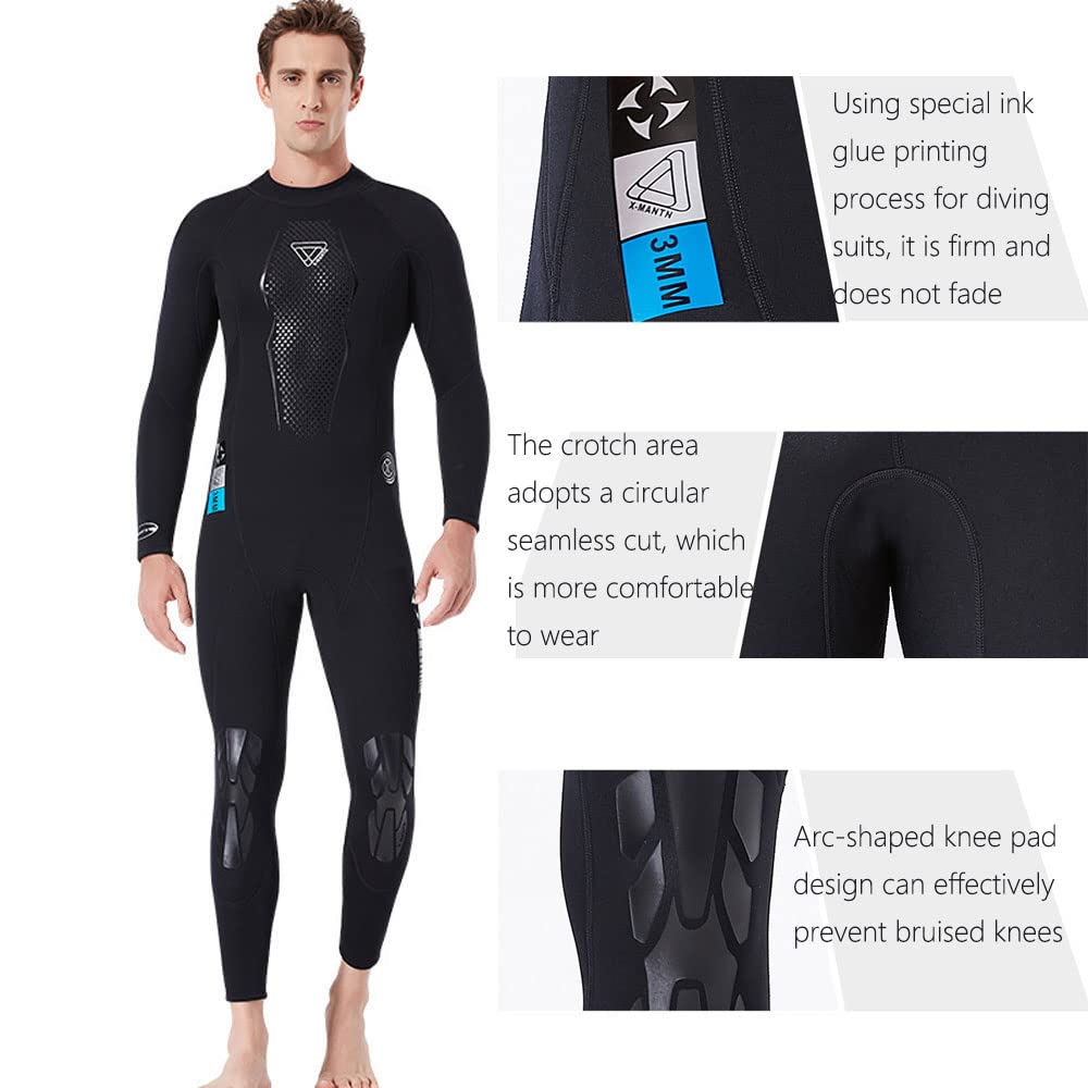 3mm Neoprene Wetsuit for Men - Cold Water Surfing, Diving, Swimming & Jet Skiing - Perfect for Winter Water Sports & Outdoor Activities
