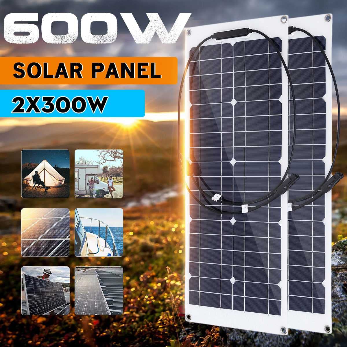 600W Portable Solar Panel Kit - Waterproof, Fast-Charging Solar Charger for Outdoor, Emergency, RV, Boat & Car Power - Perfect for Camping, Road Trips & Off-Grid Living