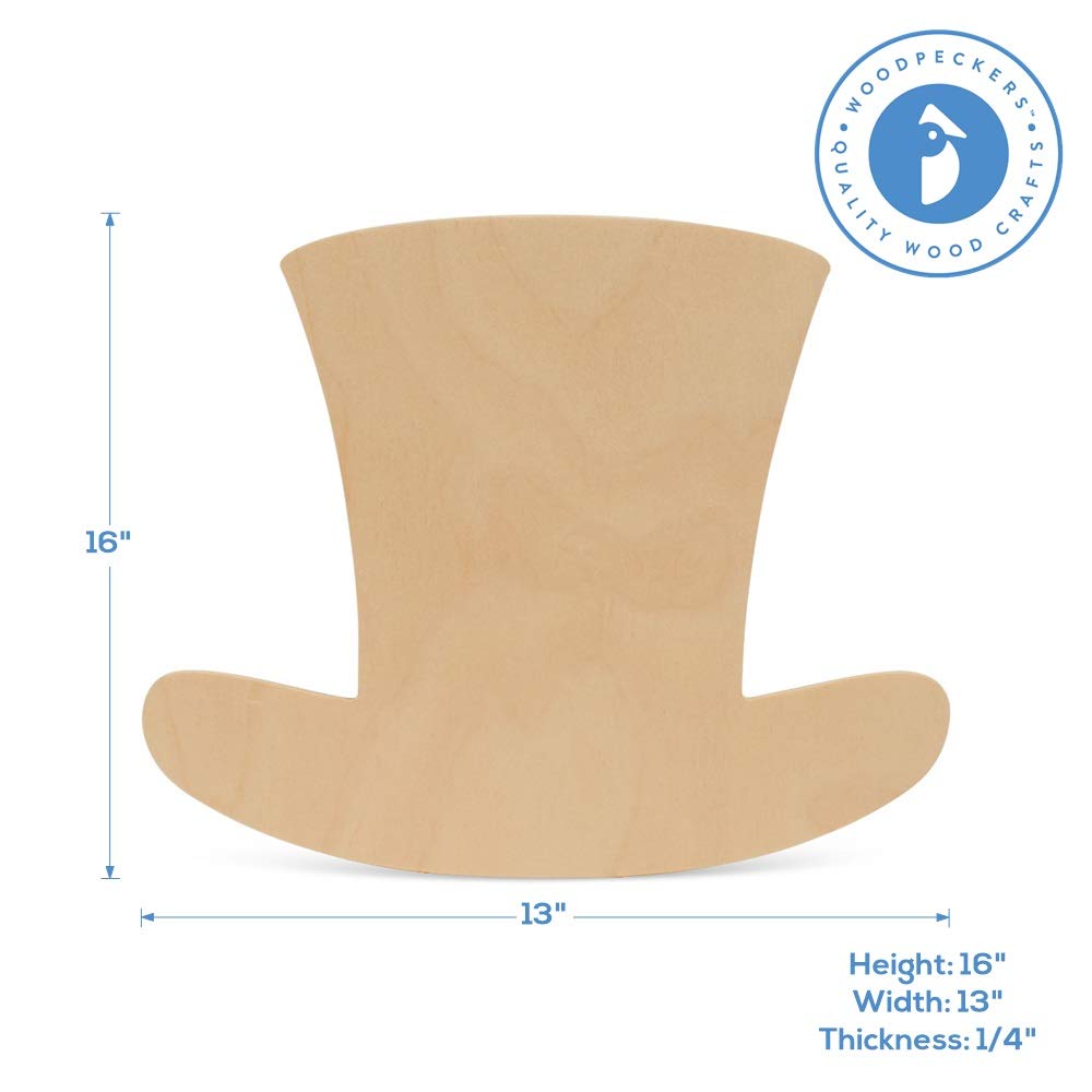 Unfinished Wood Leprechaun Hat Cutout - 16 Inch St Patricks Day Decorations, DIY Craft Top Hat for Holiday Party, Home & Bar Decor - Pack of 1 by Woodpeckers | Perfect for St. Patrick's Day Parties, Irish Themed Events & Home Decoration