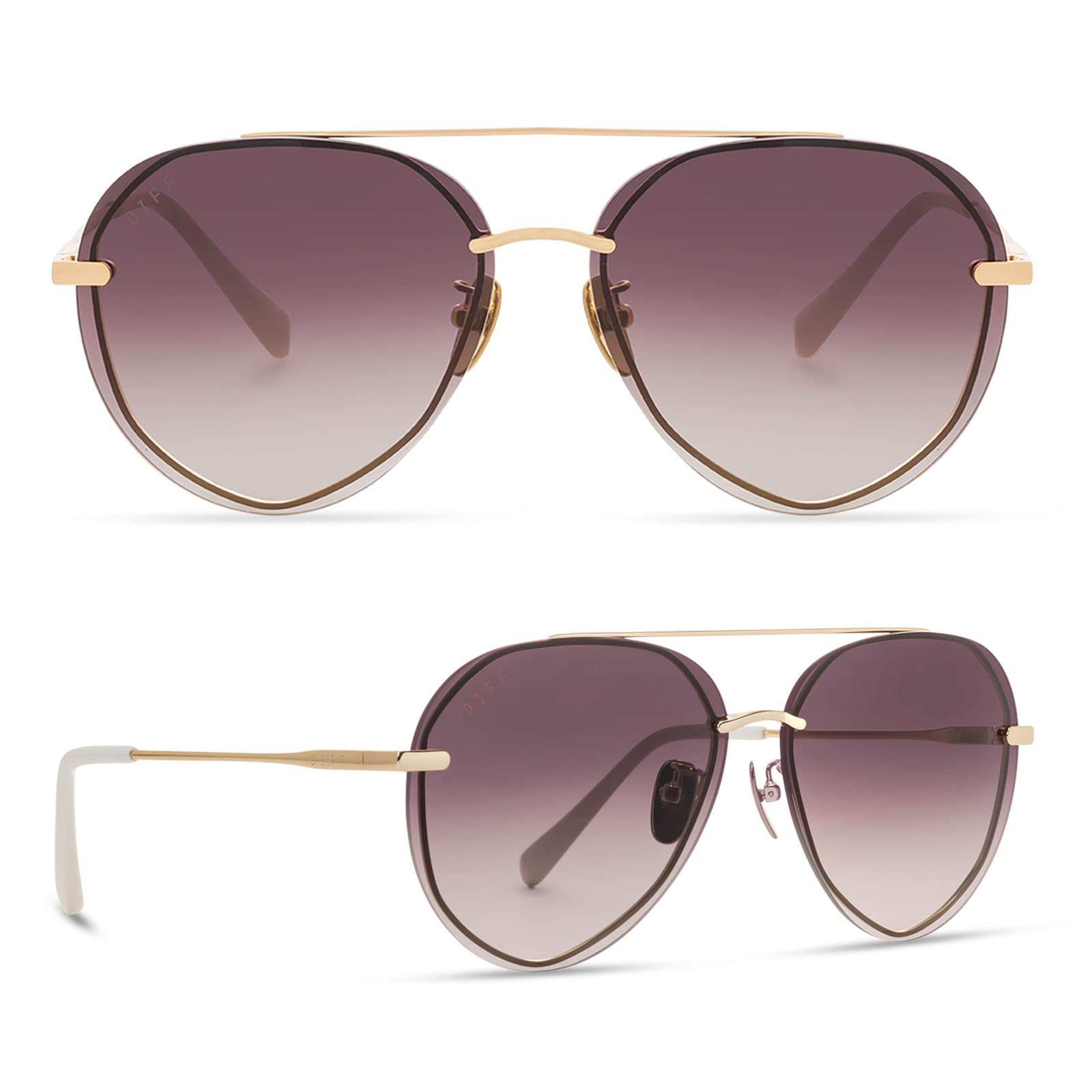 DIFF Eyewear Lenox Designer Aviator Sunglasses for Women - Polarized UV Protection, Lightweight Metal Frame - Perfect for Driving, Beach & Outdoor Activities