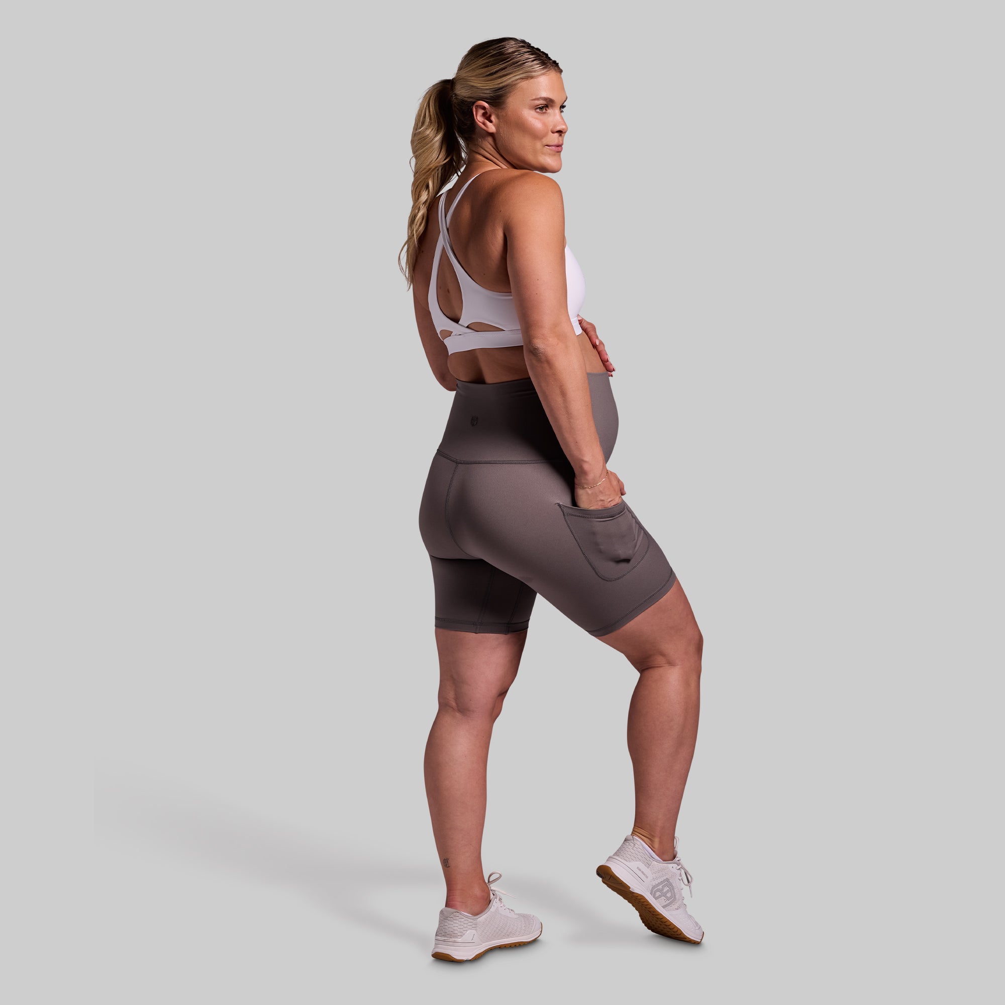 Best Maternity Biker Shorts for Women - Stretchy Grey Pregnancy Workout Shorts - Perfect for Yoga, Running & Everyday Comfort
