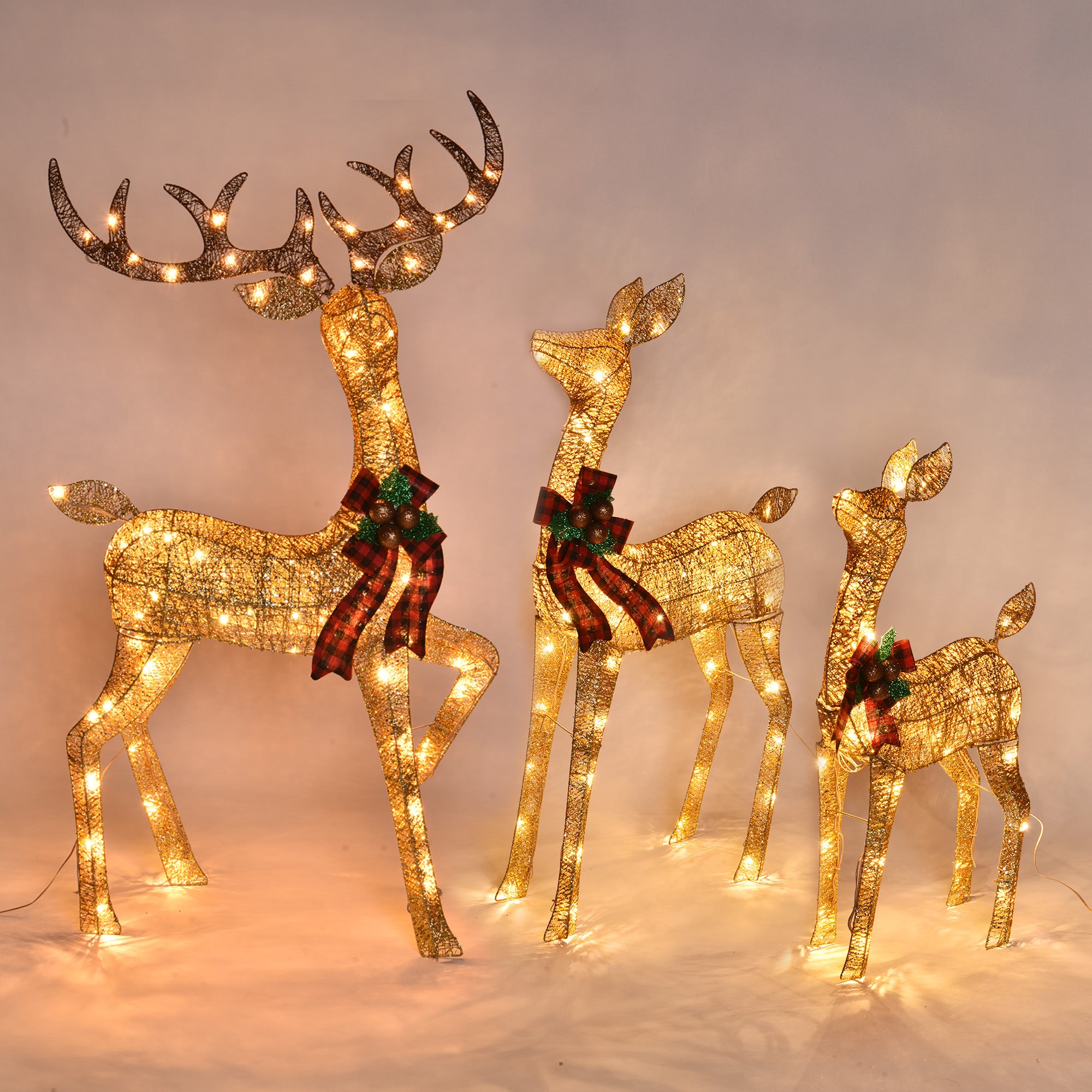 TheLAShop 3-Piece Lighted Deer Family Outdoor Christmas Decorations - Perfect for Yard, Garden, and Holiday Party Decor
