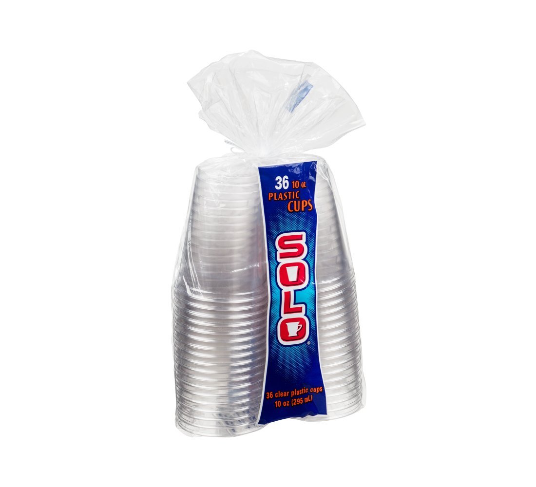 Solo Clear 10 oz Plastic Cups - 36 Pack (1 Pack) - Disposable Drinking Cups for Parties, Picnics, BBQs & Events