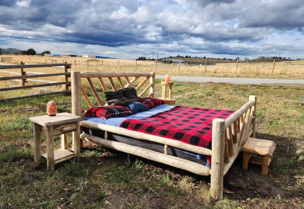 Yellowstone Solid Wood Log Cabin Bed Frame - Queen, King, Full, Twin & California King Sizes - Rustic Bedroom Furniture for Cabin, Lodge & Farmhouse Decor