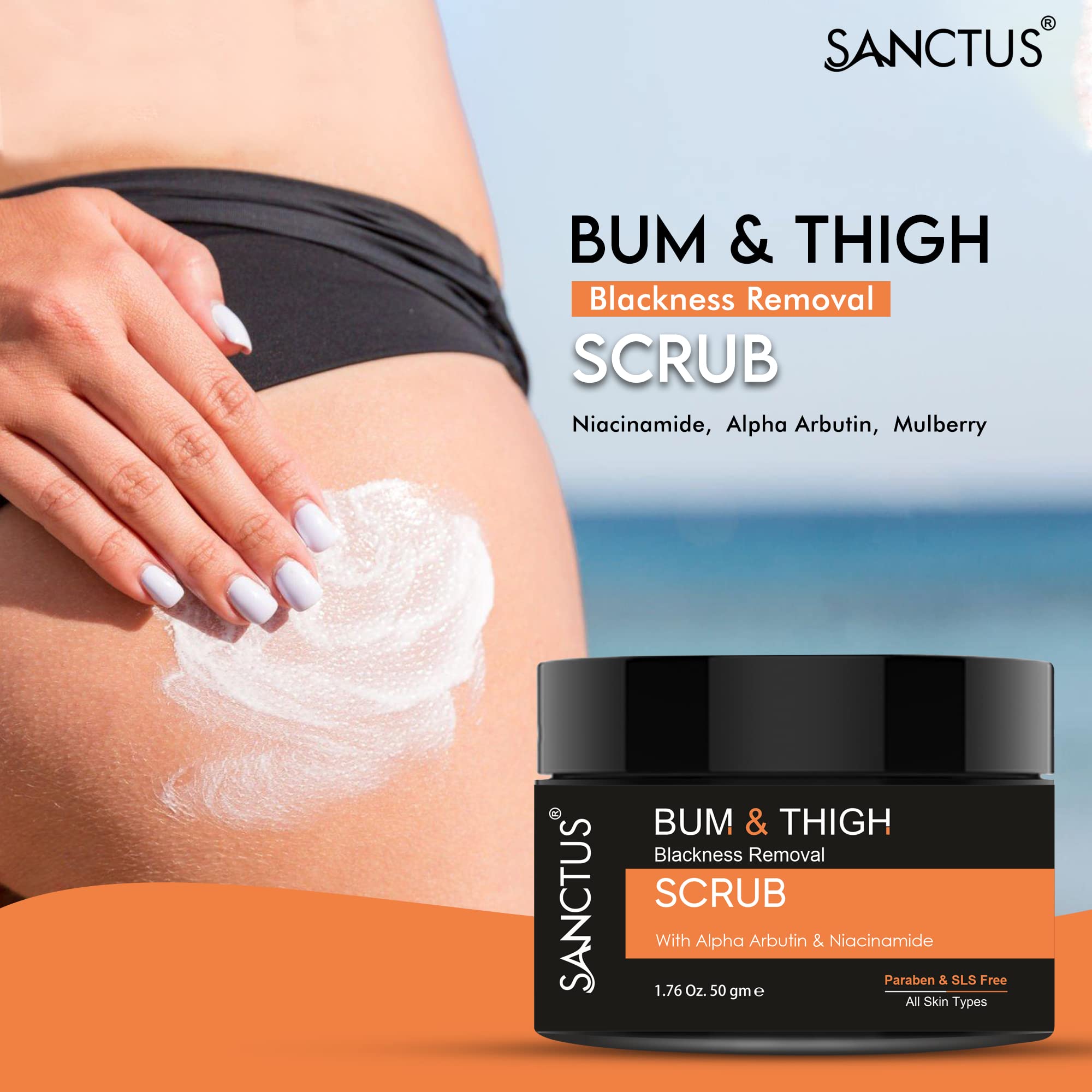 Bum & Thigh Whitening Scrub - Exfoliating Body Scrub for Dark Spot Removal, Skin Brightening & Smoothing - Natural Skin Lightening Treatment for Soft, Nourished Skin - Perfect for Post-Workout Care & Summer Body Prep