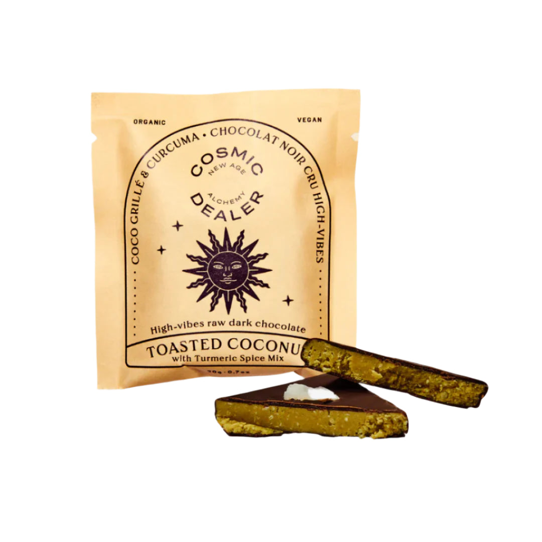 Organic Toasted Coconut & Turmeric Dark Chocolate Bars - 10 Pack | Vegan, Gluten-Free Superfood Snacks | Perfect for Gifts, Parties & Healthy Desserts