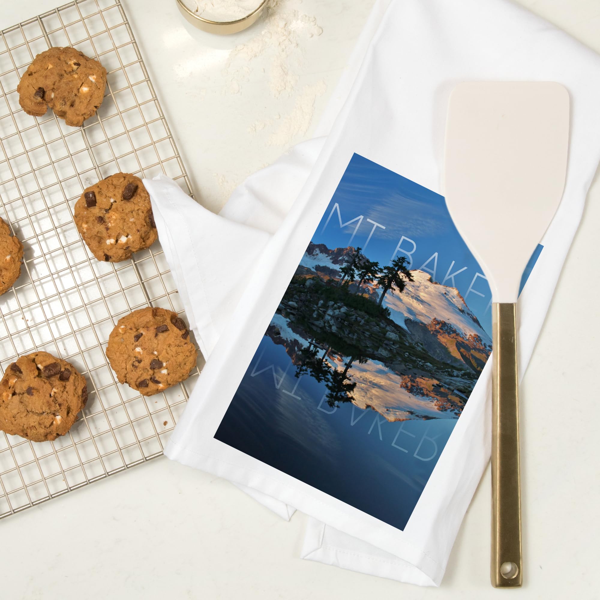Lantern Press Mount Baker Washington Cotton Tea Towel - 100% Premium Cotton Decorative Hand Towel for Kitchen, Home Decor & Gifts | Perfect for Dish Drying, Wall Art & Cozy Farmhouse Style