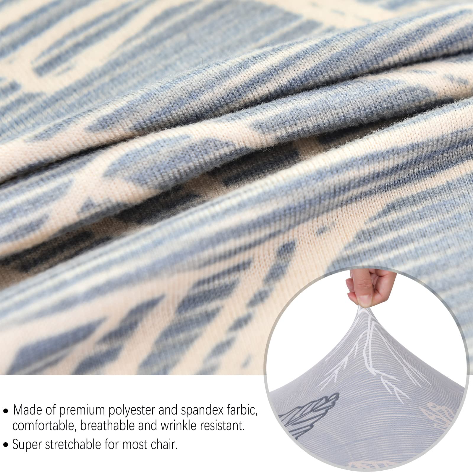 Stretch Parsons Chair Covers Set of 6 - Washable Spandex Slipcovers with Leaf Grey Print for Dining Room Chairs | Perfect for Home, Hotel, Office, Wedding & Banquet Decor
