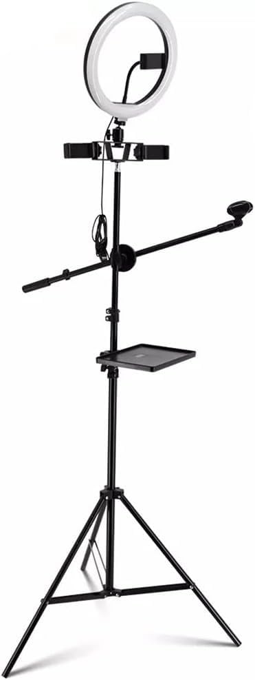 26cm Dimmable Ring Light with Tripod, Mic Stand & Phone Holder - Perfect for Live Streaming, YouTube Videos, TikTok & Photography Lighting Kit