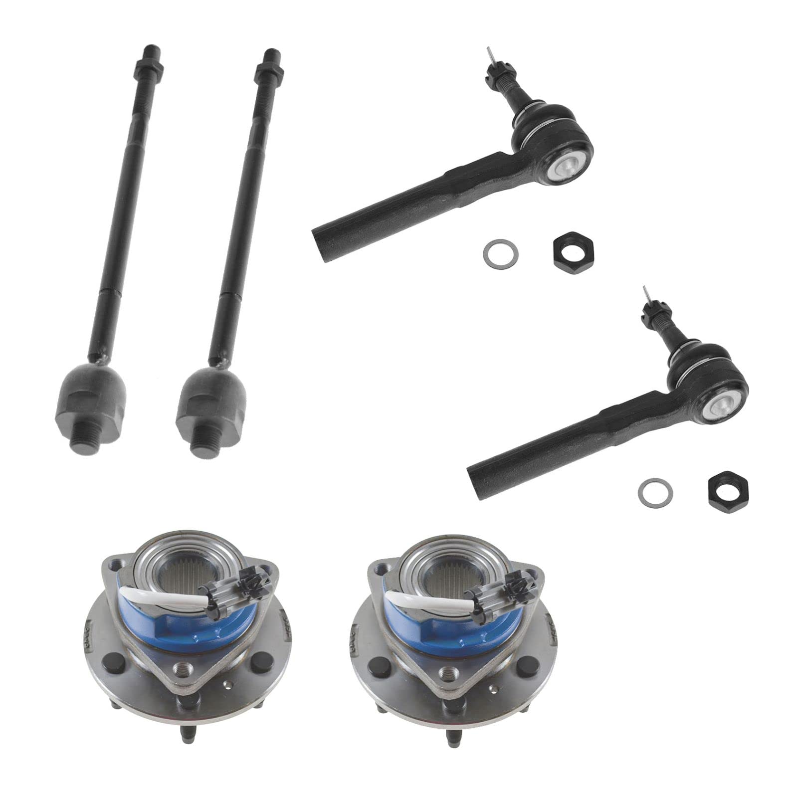 Front Steering & Drivetrain Kit - Tie Rod & Wheel Hub Bearing Assembly for 2006-2007 Buick Terraza, 2006-2008 Chevy Uplander, 2006 Pontiac Montana & Saturn Relay - Perfect for Suspension Repair & Maintenance