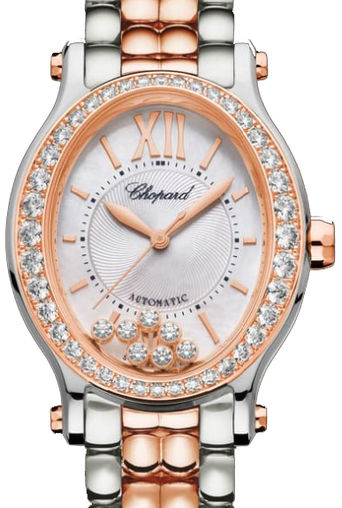 Chopard Happy Sport Oval Ladies Watch - Stainless Steel & 18K Rose Gold with Diamonds | Luxury Women's Watch for Gifts, Parties & Special Occasions