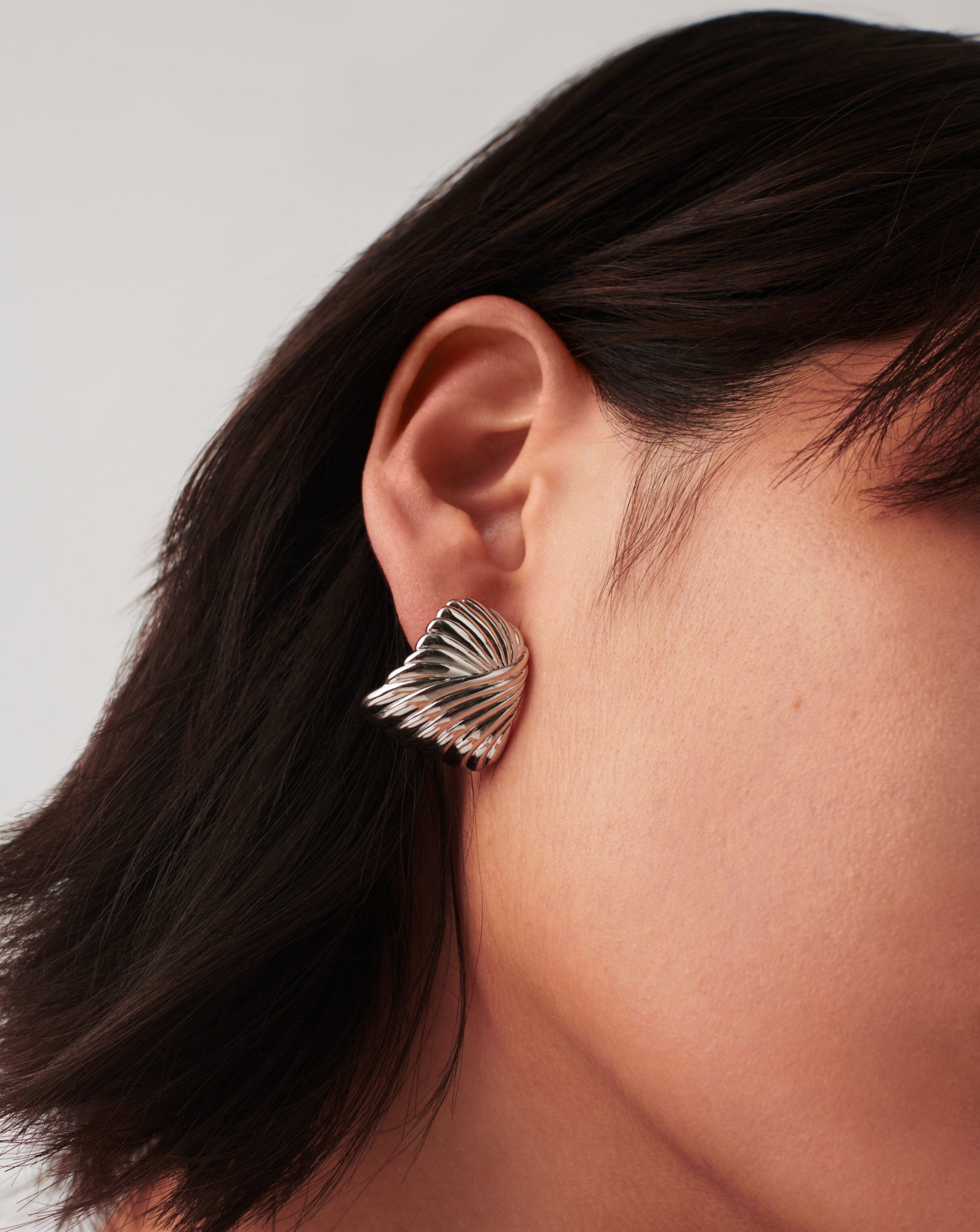 Ripple Oversized Stud Earrings - Silver Plated Fashion Jewelry for Women | Perfect for Parties, Weddings & Everyday Wear