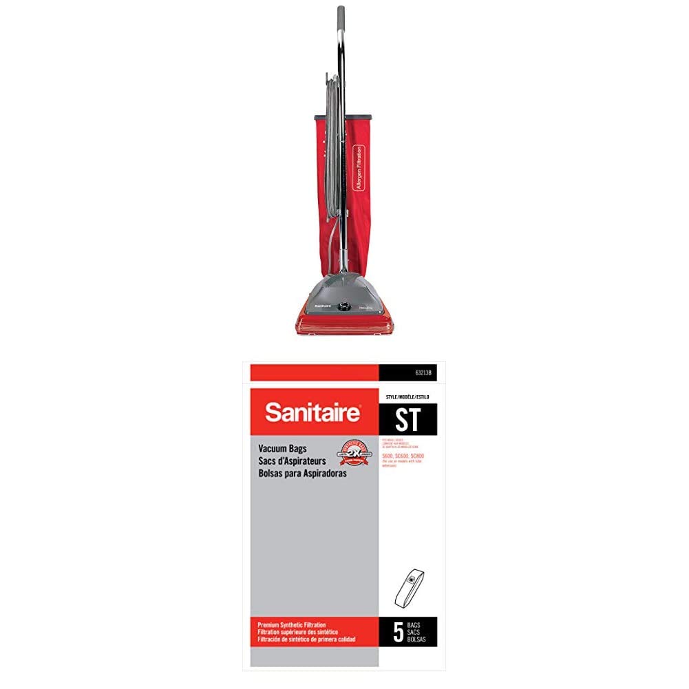 Sanitaire Tradition Commercial Bagged Upright Vacuum Cleaner with Dust Bags - Powerful Suction for Office, Home & Commercial Cleaning