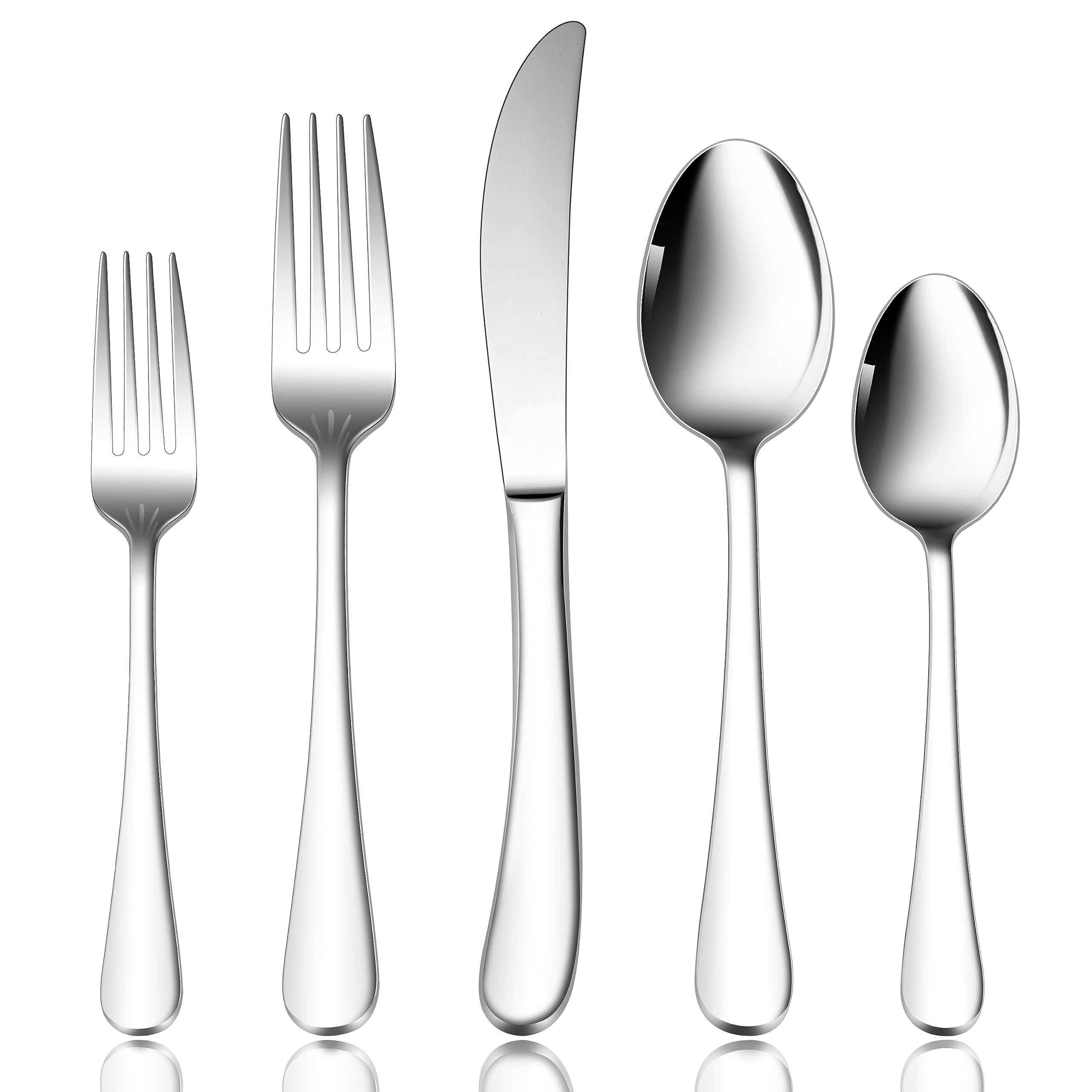 Premium 40-Piece Stainless Steel Silverware Set - Heavy Duty Knives, Forks & Spoons for 8 Place Settings - Mirror Polished Dishwasher Safe Flatware for Home, Restaurant & Catering - Elegant Dining & Entertaining Essentials