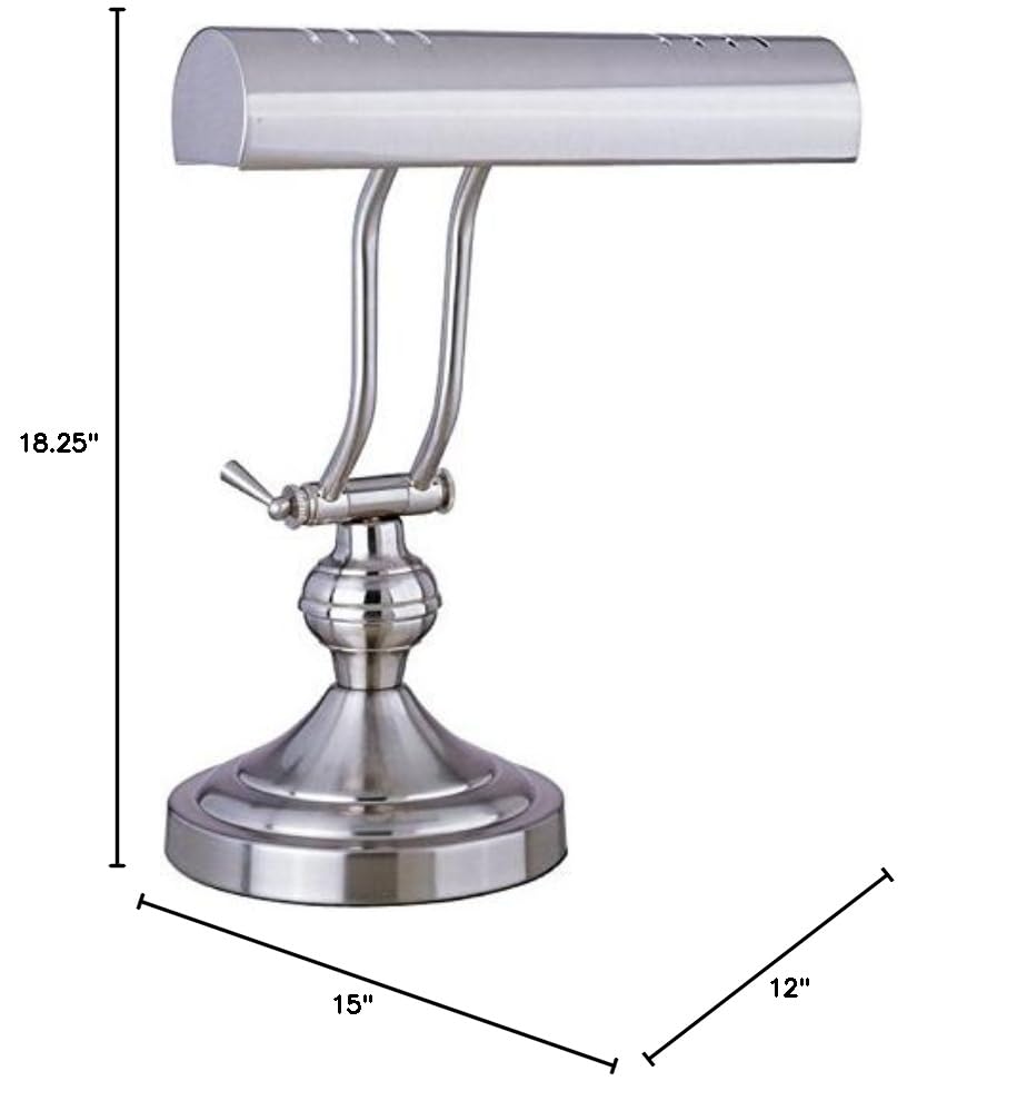 Boston Harbor ATB-8004 Adjustable Piano Desk Lamp - Satin Nickel Finish, 360° Rotatable Arm, Eye-Caring LED Light for Study, Office & Home Decor