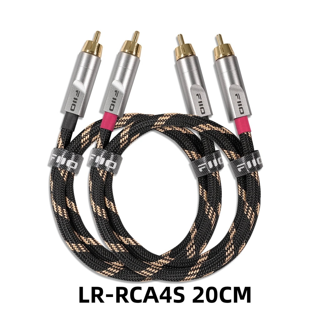 Premium FiiO LR RCA4 Dual RCA Audio Cable - 5N Silver Plated Pure Copper for Hi-Fi Systems, Home Theater & Audiophile Setups - Crystal Clear Analog Signal Transmission