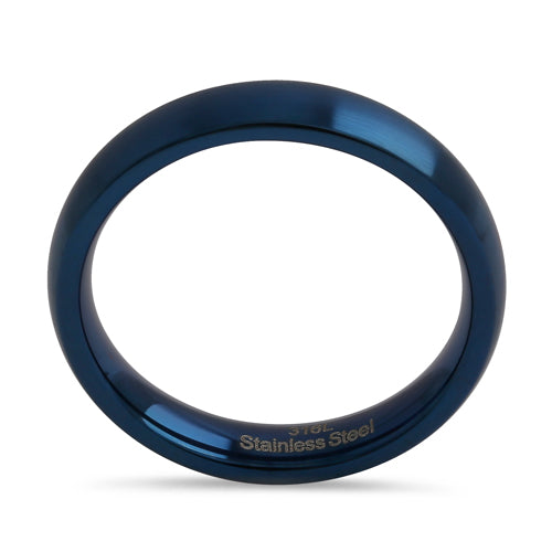 4mm Blue Brushed Stainless Steel Wedding Band Ring for Men & Women - Durable Comfort Fit Ring for Engagement, Anniversary, and Everyday Wear