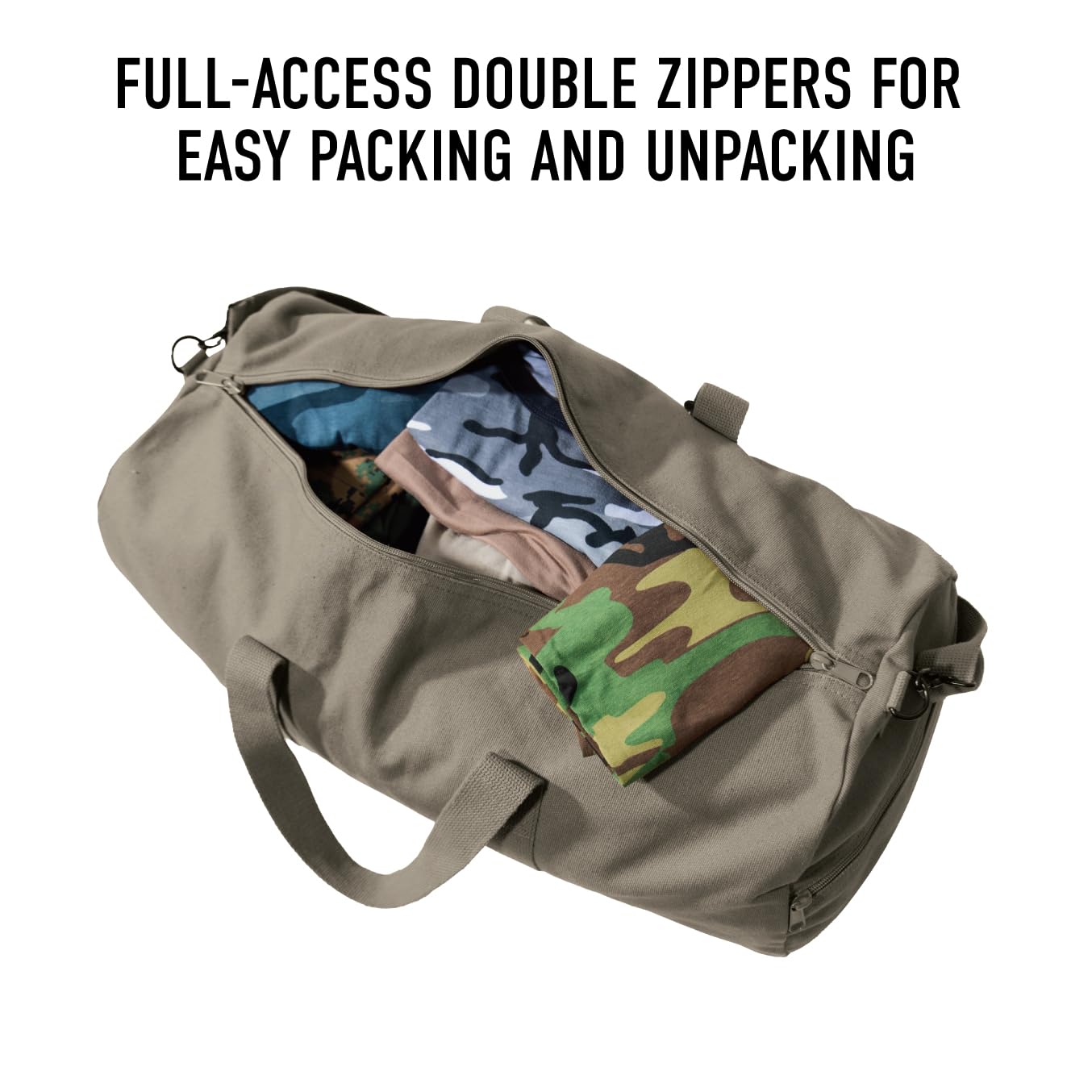 Rothco 22210 Heavy Duty Canvas Shoulder Duffle Bag - Military Style Travel Duffel for Gym, Camping & Outdoor Adventures