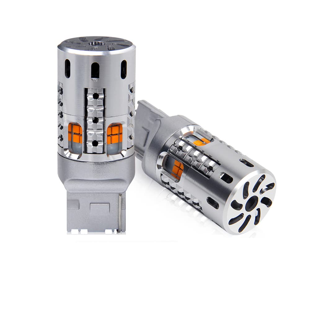 OPP ULITE 7440 LED Bulbs Amber - Error Free Canbus with Built-In Resistor, Plug N Play 360° Luminous Turn Signal Lights (7444NA T20 7441 WY21W W21W 12V 20-LED Switchback Bulbs) - 2PC Pack for Cars, Trucks, SUVs & Motorcycles