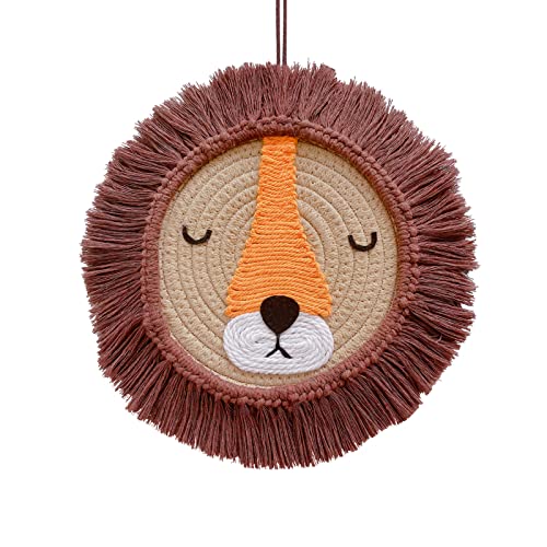 Hand-Woven Lion Head Nursery Wall Art - Boho Animal Wall Decor for Baby Nursery, Kids Room & Bedroom - Perfect for Jungle Theme Nursery Decor & Gender Neutral Baby Shower Gifts